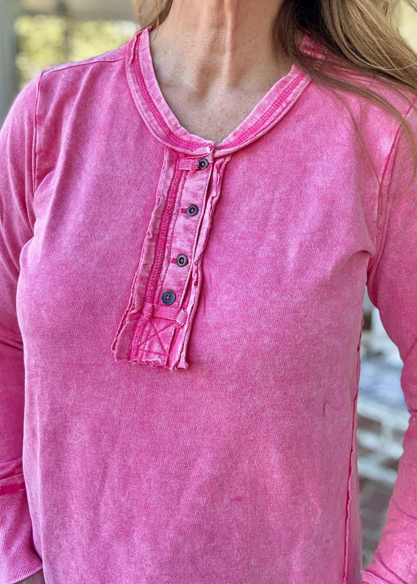 Casey Mineral Washed Top - Fuchsia - Jimberly's Boutique - Olive Branch - Mississippi