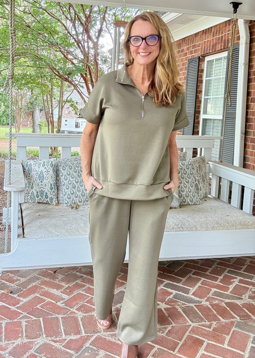 Catalina Lounge/Travel Set - Olive | Dear Scarlett - lounge set - Jimberly's Boutique - Olive Branch - Mississippi