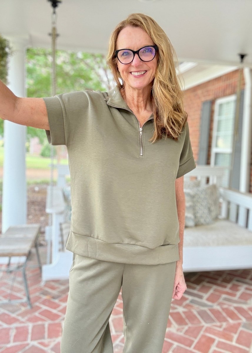 Catalina Lounge/Travel Set - Olive | Dear Scarlett - lounge set - Jimberly's Boutique - Olive Branch - Mississippi