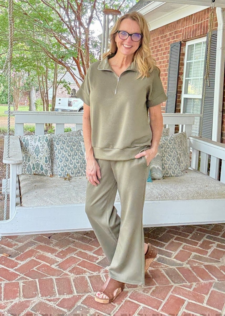 Catalina Lounge/Travel Set - Olive | Dear Scarlett - lounge set - Jimberly's Boutique - Olive Branch - Mississippi