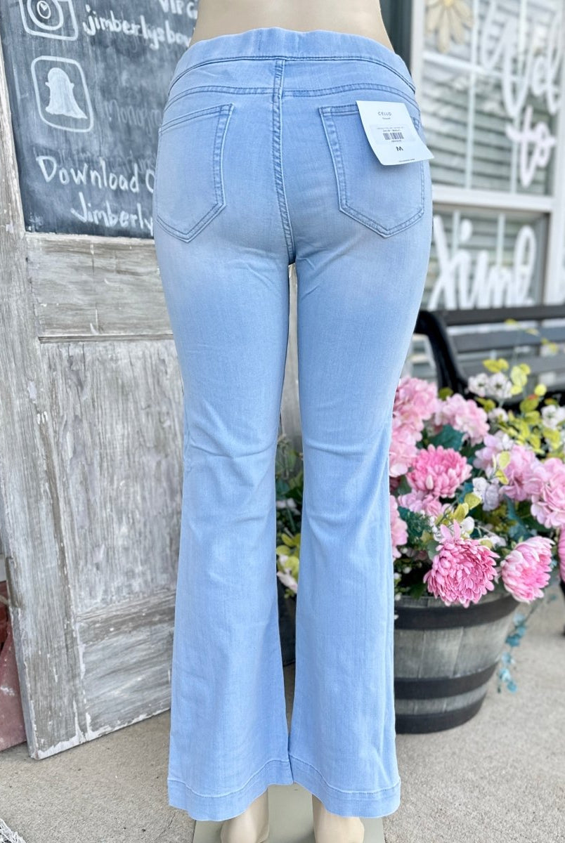 Cello Pull On Flare Jeans - Light Wash - (short) 30" Inseam - jeans - Jimberly's Boutique - Olive Branch - Mississippi