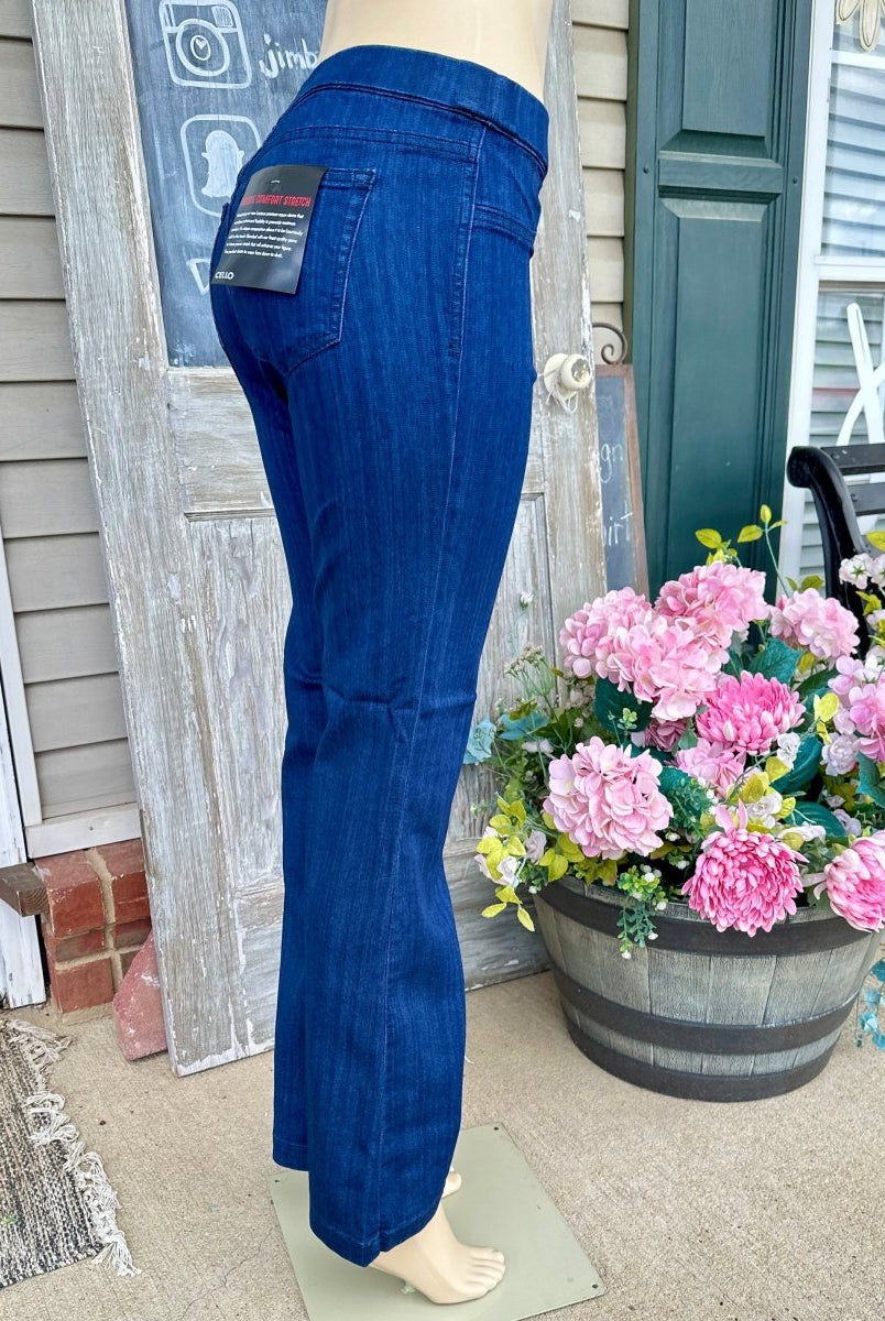 Cello Pull On Flare Jeans - Super Dark Wash - 30" Inseam - jeans - Jimberly's Boutique - Olive Branch - Mississippi