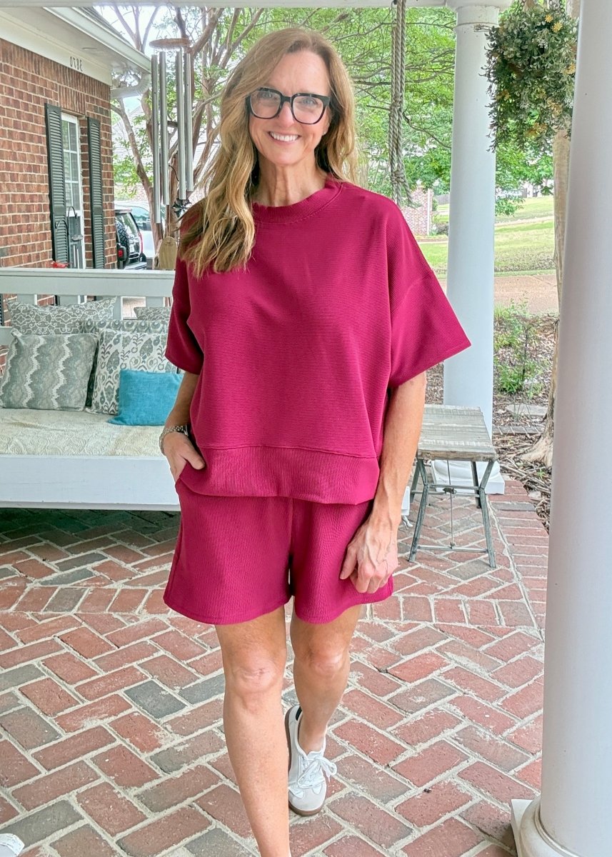 Charlie Ribbed Shorts Set - Cabernet - Shorts set - Jimberly's Boutique - Olive Branch - Mississippi