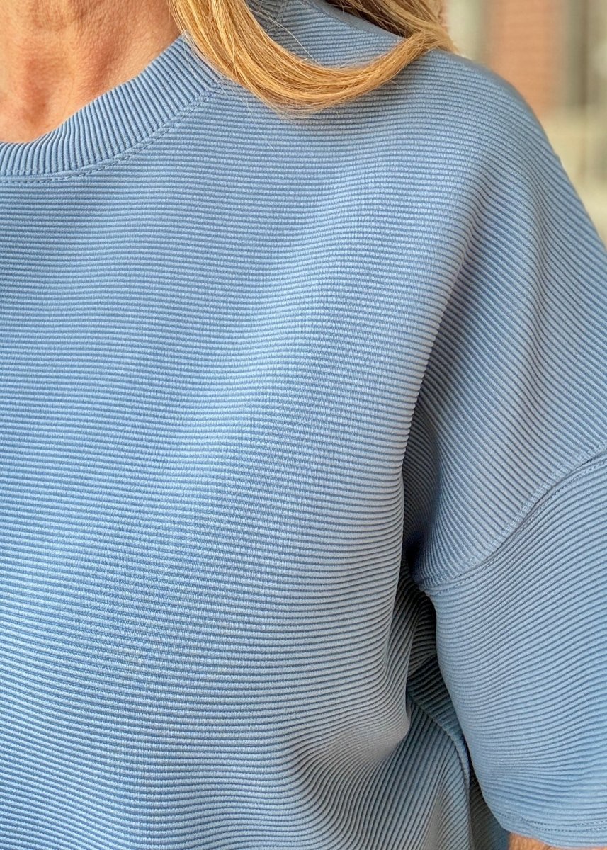 Charlie Ribbed Shorts Set - Dusty Blue - Shorts set - Jimberly's Boutique - Olive Branch - Mississippi