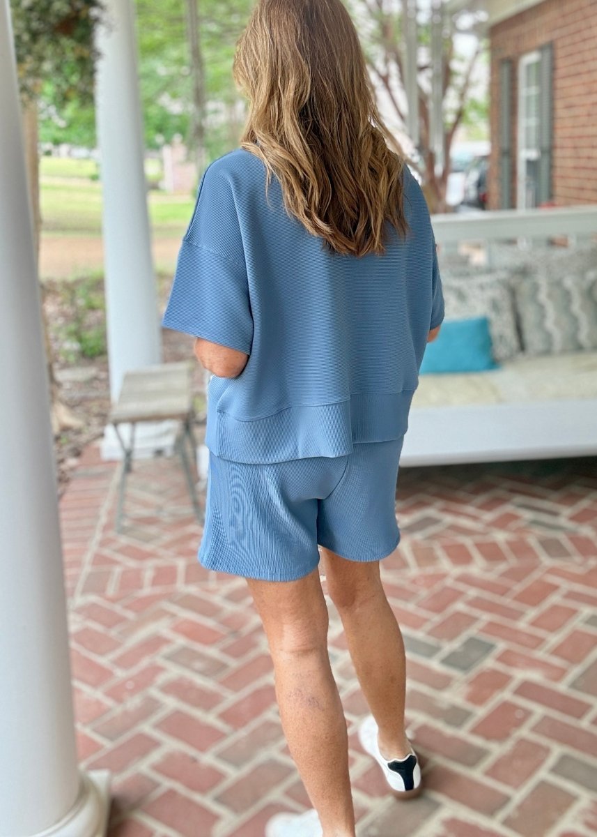 Charlie Ribbed Shorts Set - Dusty Blue - Shorts set - Jimberly's Boutique - Olive Branch - Mississippi