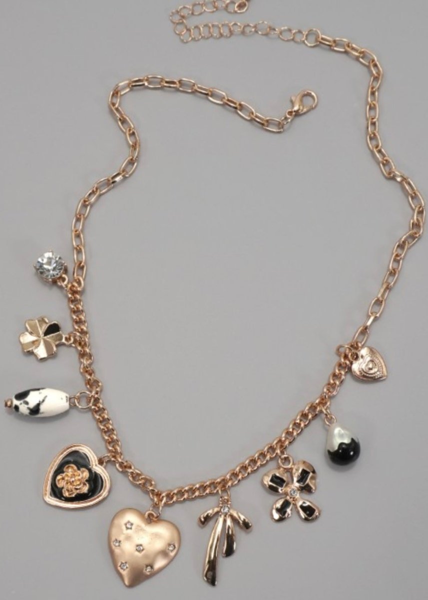 Charm Necklace - Heart Bow Pearl Flower - charm necklace - Jimberly's Boutique - Olive Branch - Mississippi