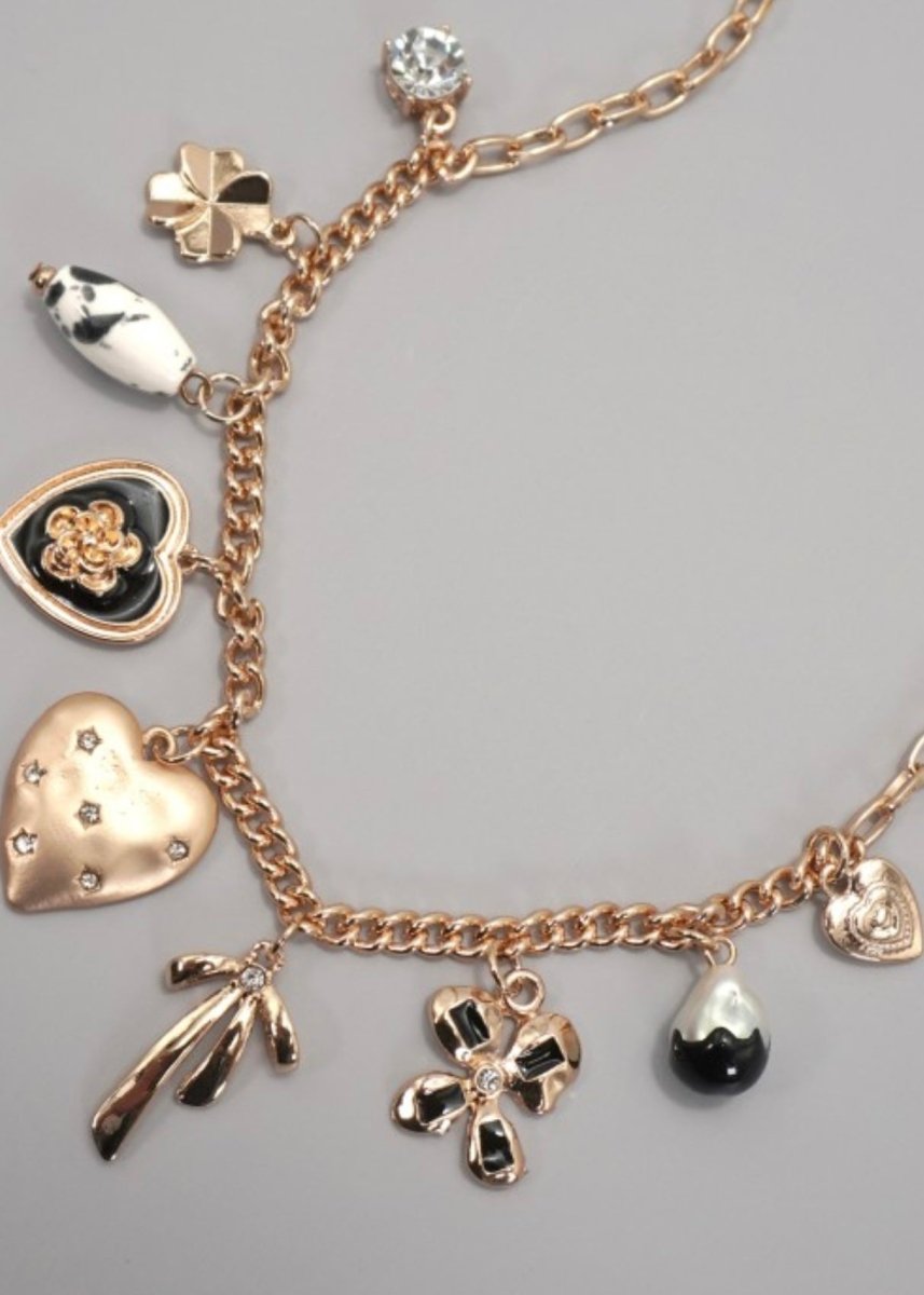 Charm Necklace - Heart Bow Pearl Flower - charm necklace - Jimberly's Boutique - Olive Branch - Mississippi