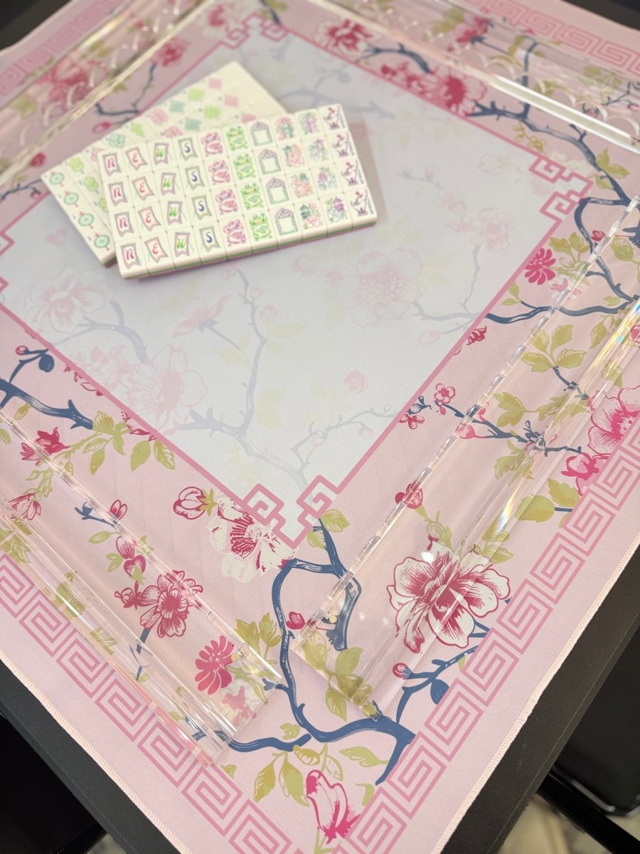 Chinoiserie Pink & White Floral Mahjong Mat - Mahjong Mat - Jimberly's Boutique - Olive Branch - Mississippi