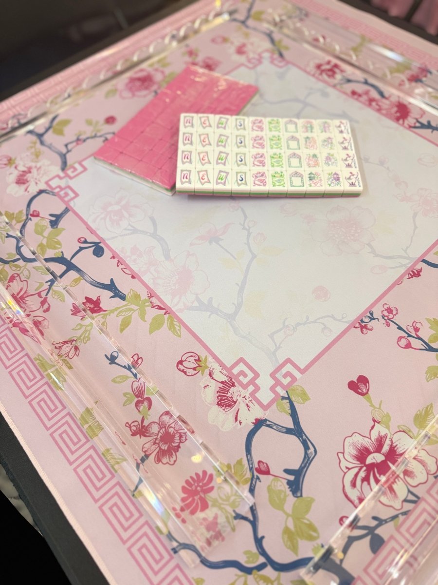 Chinoiserie Pink & White Floral Mahjong Mat - Mahjong Mat - Jimberly's Boutique - Olive Branch - Mississippi