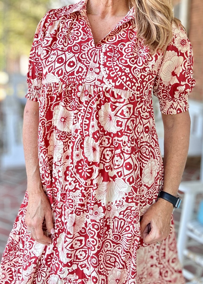 Clay Paisley Tiered Dress | Umgee - Maxi Dress - Jimberly's Boutique - Olive Branch - Mississippi