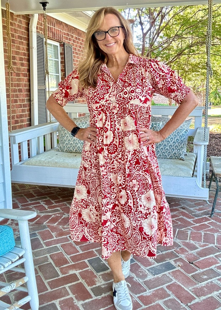 Clay Paisley Tiered Dress | Umgee - Maxi Dress - Jimberly's Boutique - Olive Branch - Mississippi