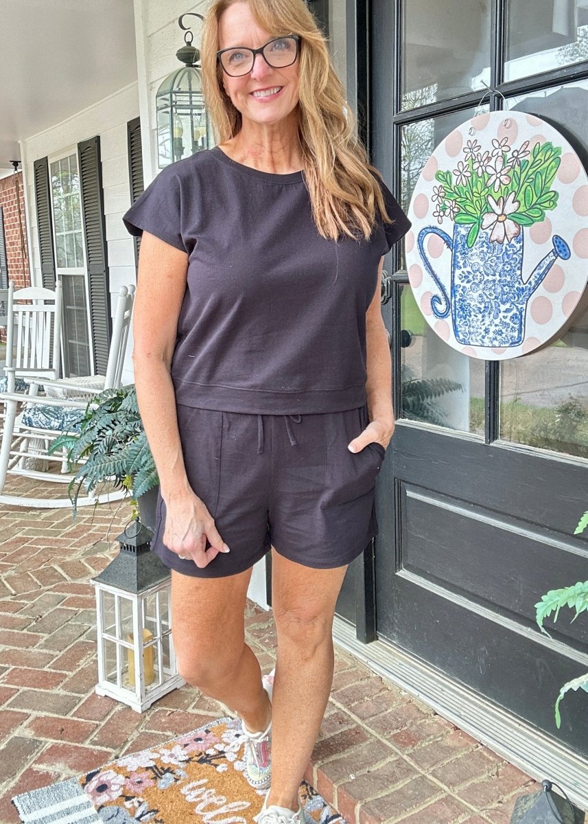 Comfy Cotton Shorts Set - Black - short set - Jimberly's Boutique - Olive Branch - Mississippi