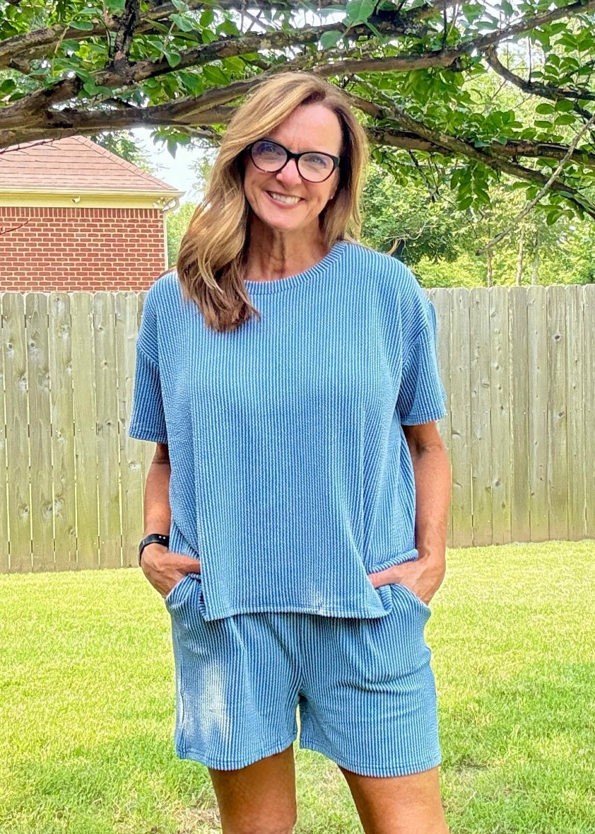 Corded Rib Short Set - Dusty Blue - short set - Jimberly's Boutique - Olive Branch - Mississippi
