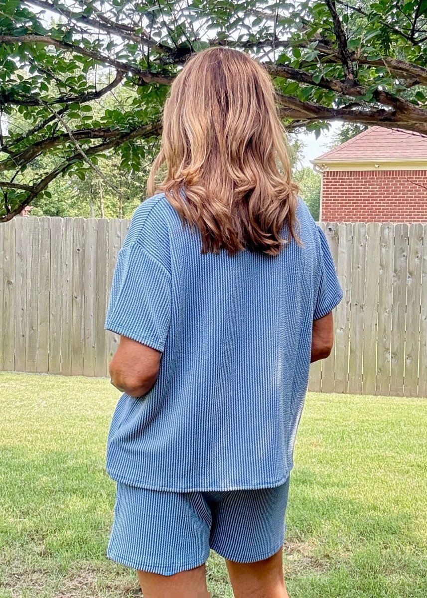 Corded Rib Short Set - Dusty Blue - short set - Jimberly's Boutique - Olive Branch - Mississippi