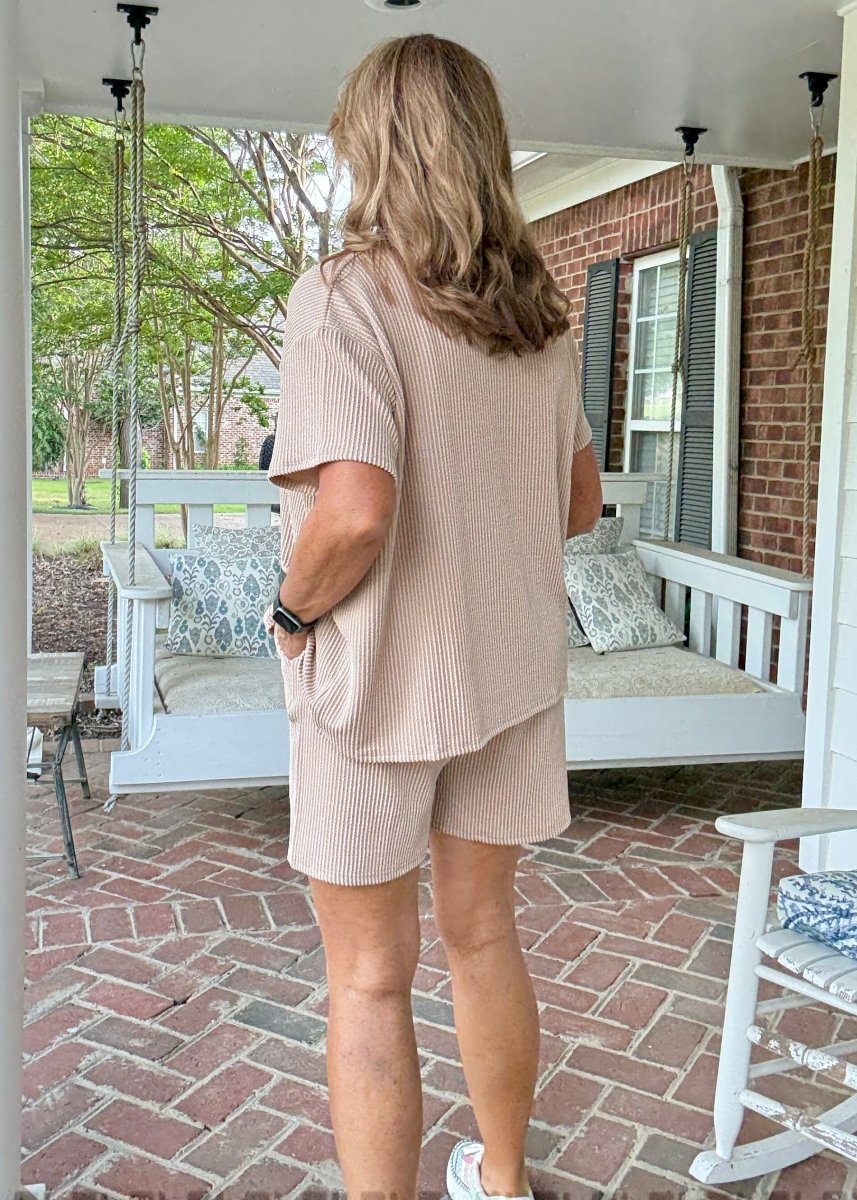 Corded Rib Short Set - Lt Mocha - short set - Jimberly's Boutique - Olive Branch - Mississippi