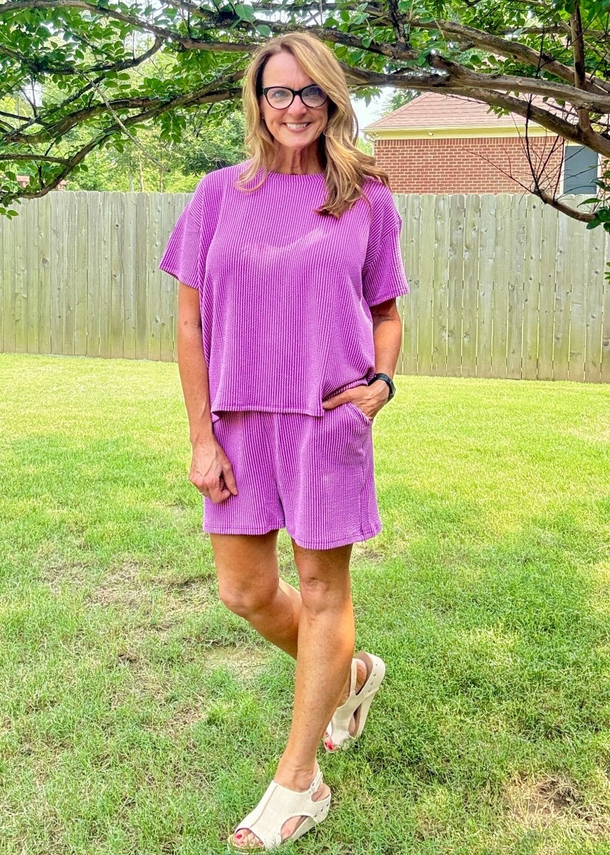 Corded Rib Short Set - Lt Plum - short set - Jimberly's Boutique - Olive Branch - Mississippi