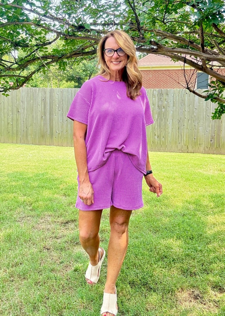 Corded Rib Short Set - Lt Plum - short set - Jimberly's Boutique - Olive Branch - Mississippi
