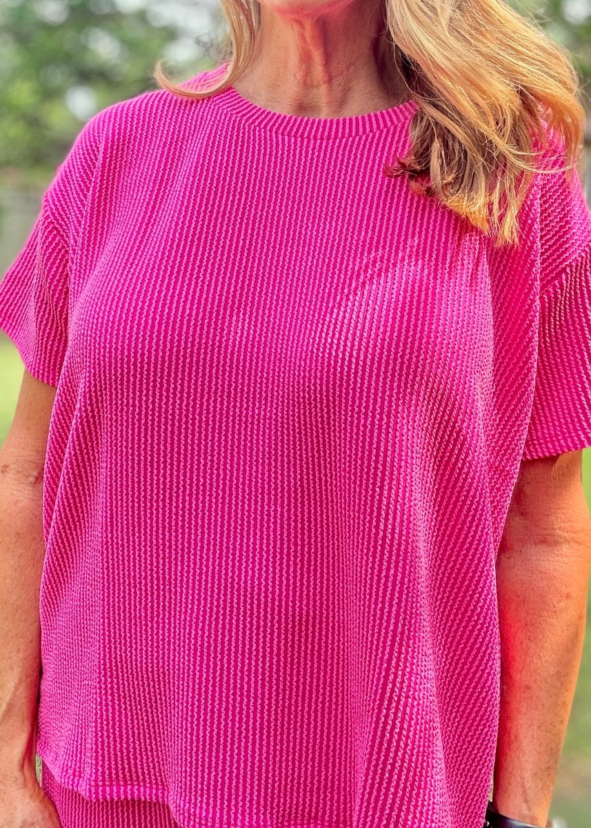 Corded Rib Short Set - Neon Hot Pink - short set - Jimberly's Boutique - Olive Branch - Mississippi