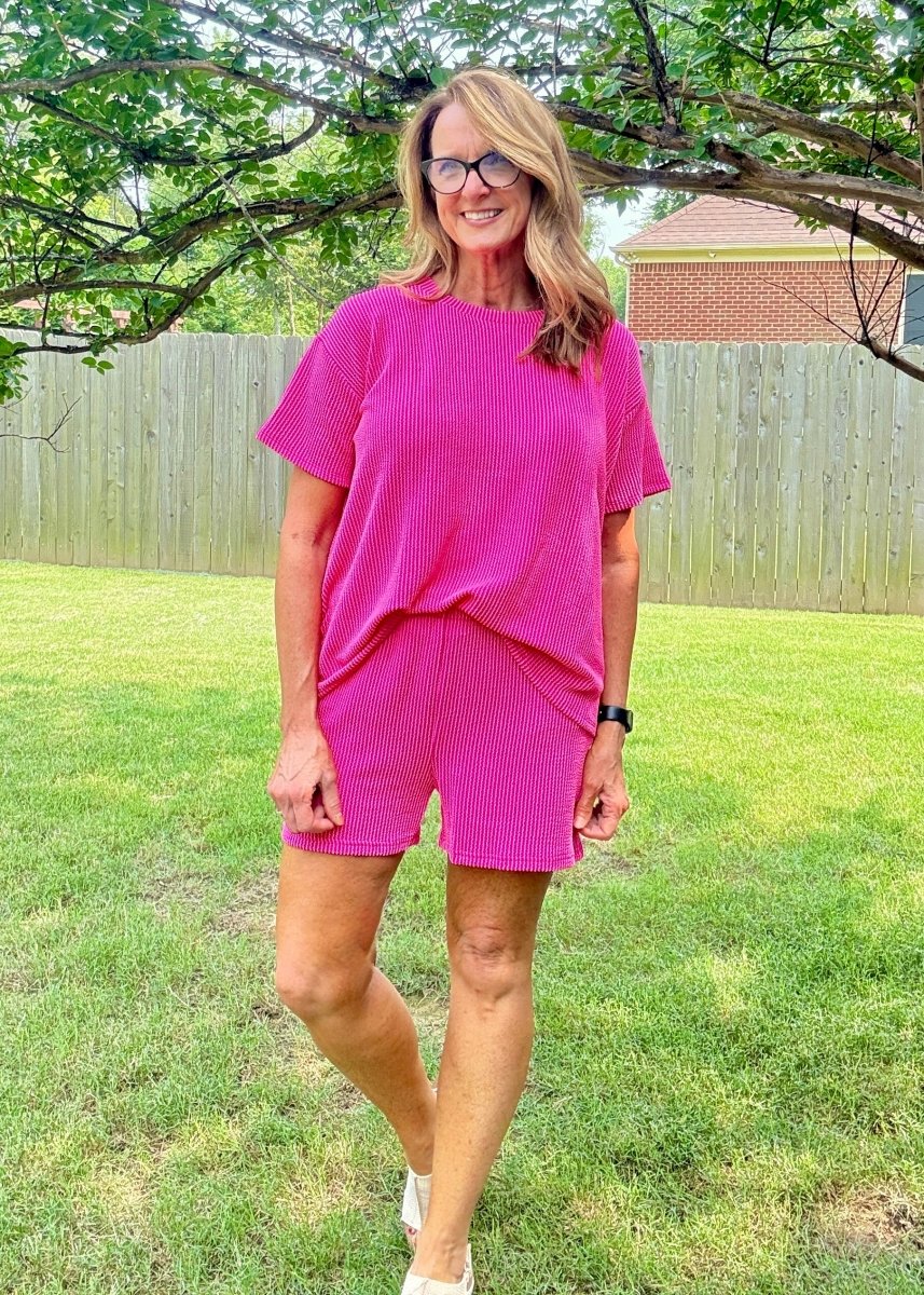 Corded Rib Short Set - Neon Hot Pink - short set - Jimberly's Boutique - Olive Branch - Mississippi
