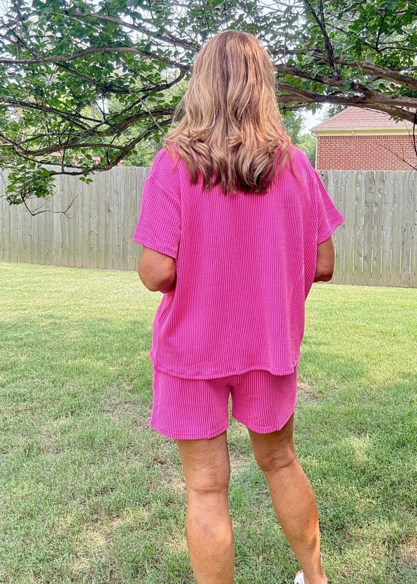 Corded Rib Short Set - Neon Hot Pink - short set - Jimberly's Boutique - Olive Branch - Mississippi
