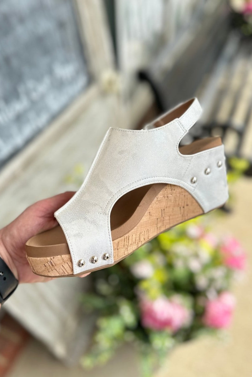 Corkys | Carley Wedges | White Metallic - Corky Carley Wedges -Jimberly's Boutique-Olive Branch-Mississippi