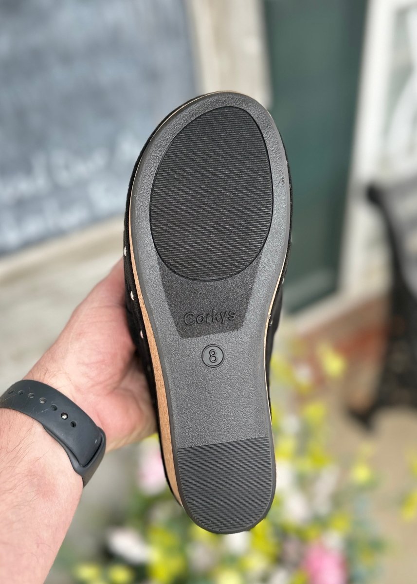 Corkys | Just Precious | Clogs | Black Suede - Corky Hey Girl Clogs - Jimberly's Boutique - Olive Branch - Mississippi