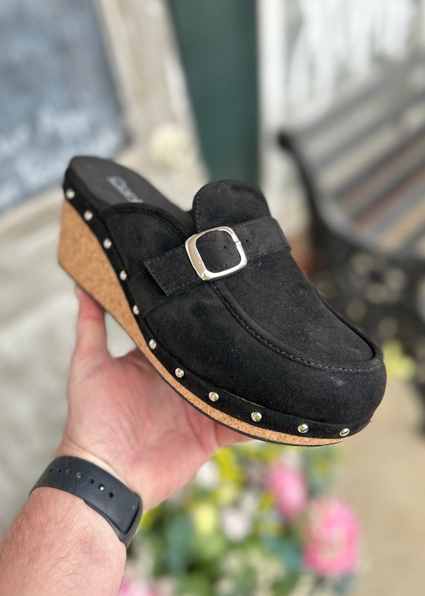 Corkys | Just Precious | Clogs | Black Suede - Corky Hey Girl Clogs - Jimberly's Boutique - Olive Branch - Mississippi