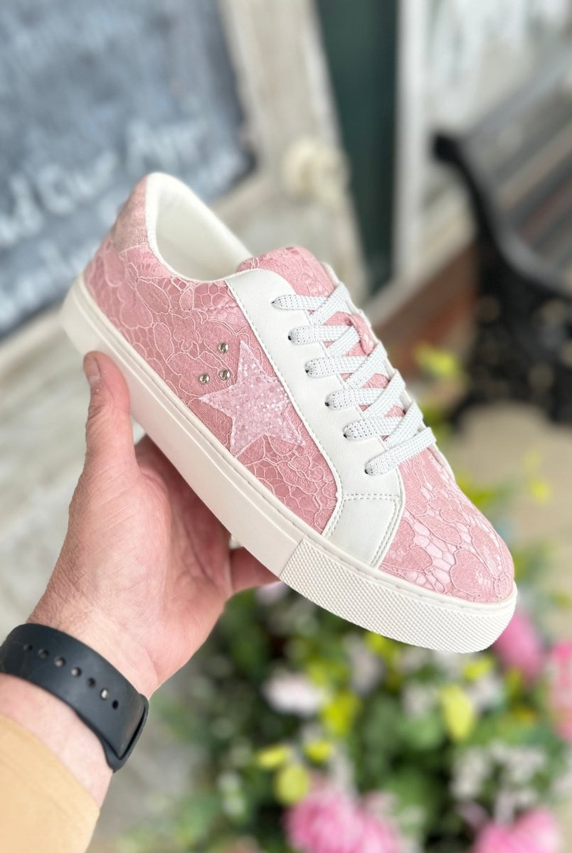 Corkys Supernova Sneakers - Textured Pink Lace - Corky Sneakers -Jimberly's Boutique-Olive Branch-Mississippi