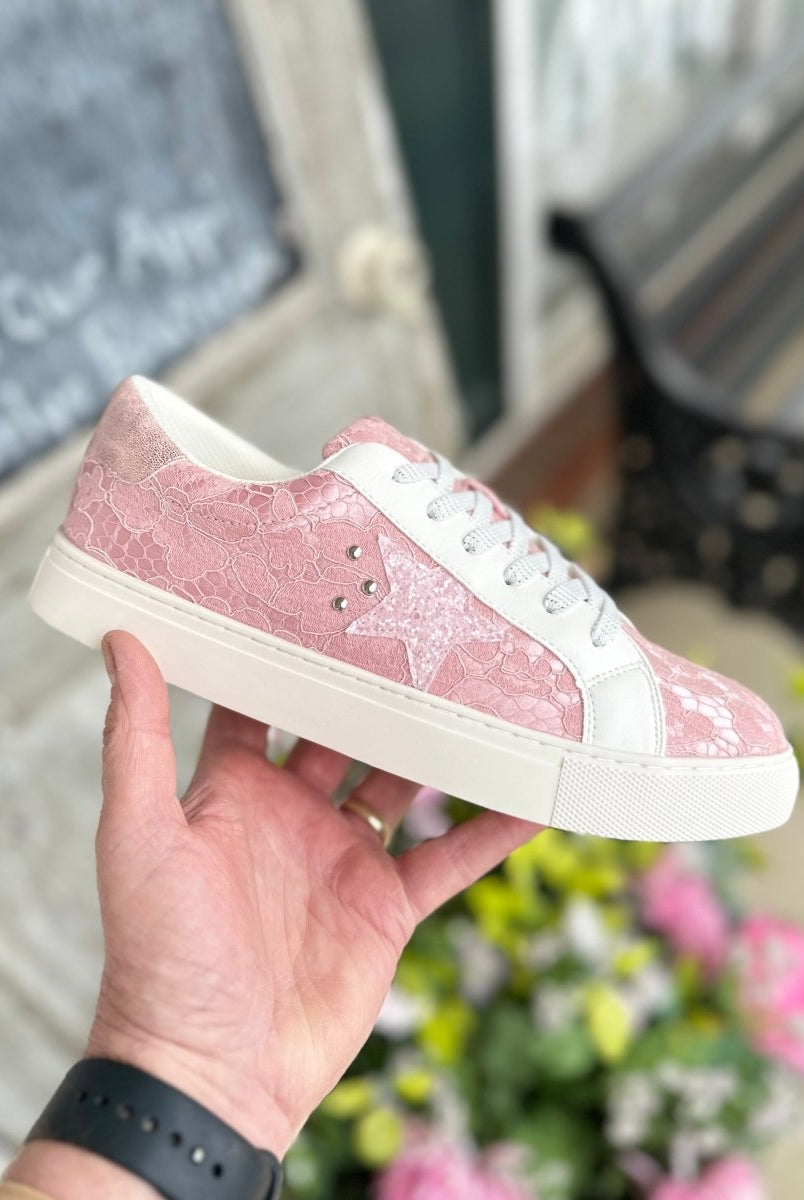 Corkys Supernova Sneakers - Textured Pink Lace - Corky Sneakers -Jimberly's Boutique-Olive Branch-Mississippi