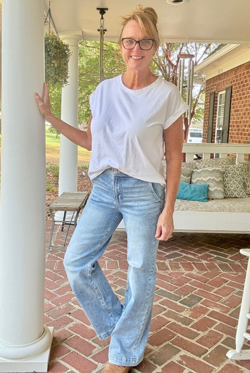 Costilla Double Button Wide Leg Jeans | Risen - risen jeans - Jimberly's Boutique - Olive Branch - Mississippi
