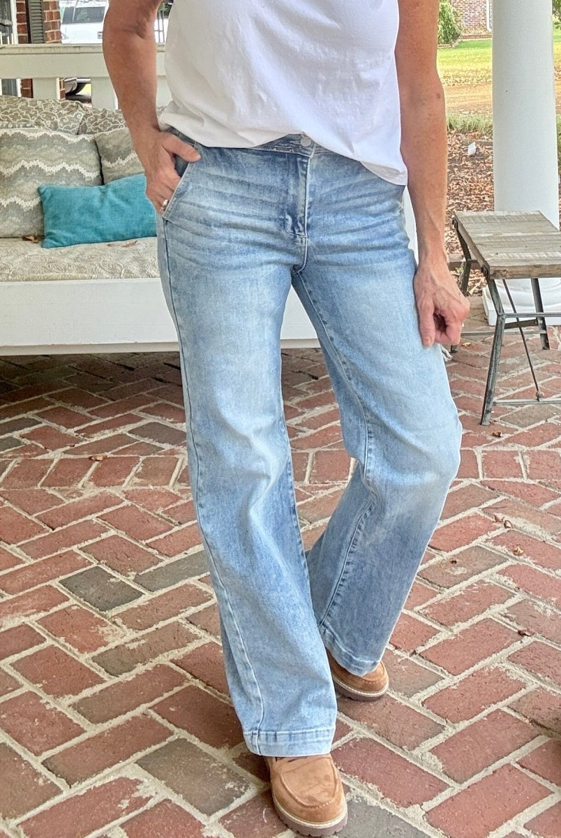 Costilla Double Button Wide Leg Jeans | Risen - risen jeans - Jimberly's Boutique - Olive Branch - Mississippi