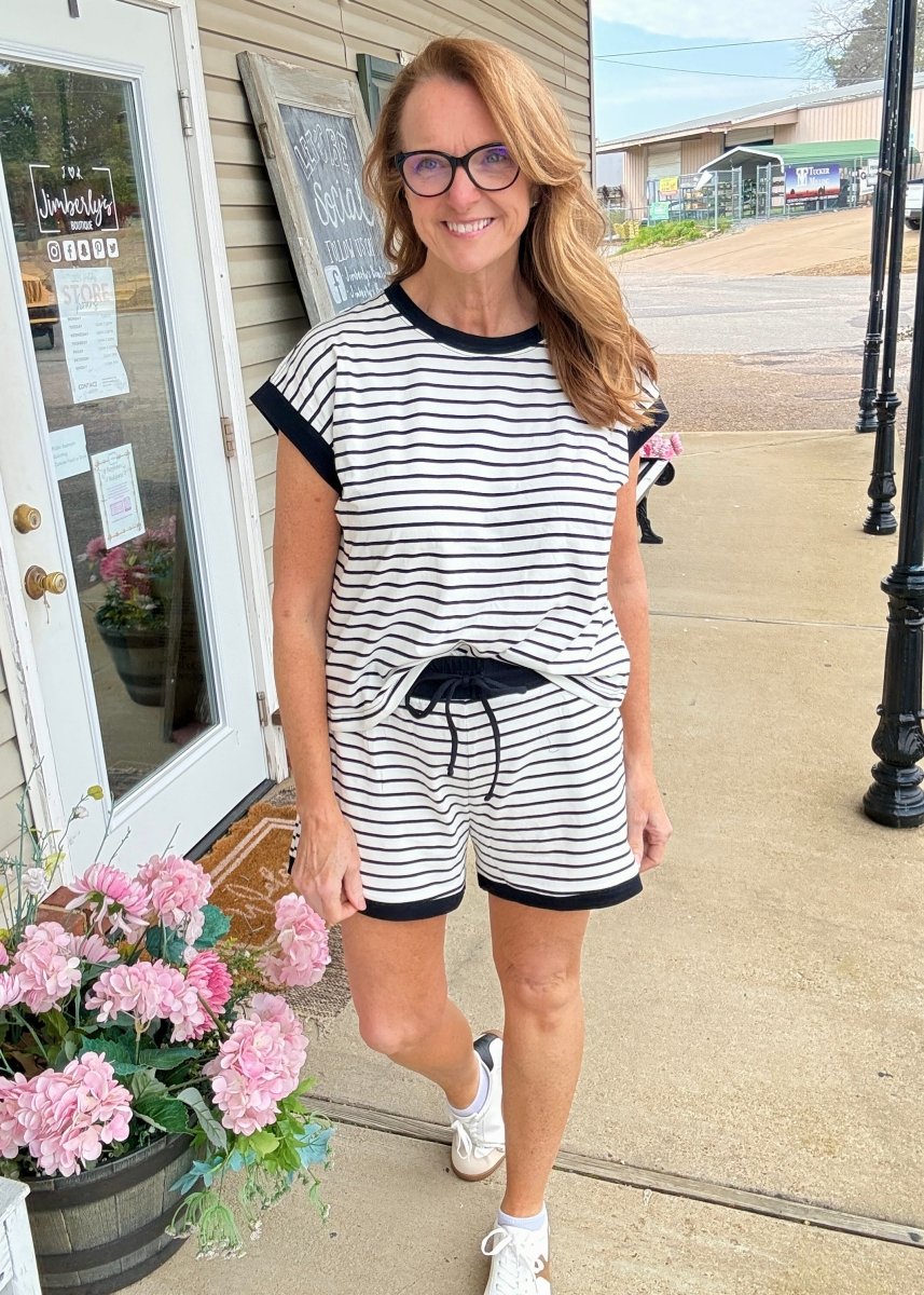 Cotton Striped Shorts Set - Cream - Shorts set - Jimberly's Boutique - Olive Branch - Mississippi