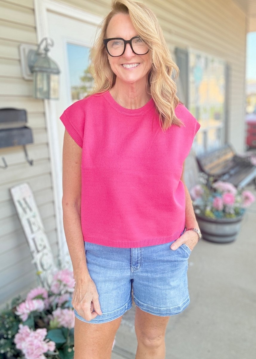 Cozy Box Top - Hot Pink - sweater vest -Jimberly's Boutique-Olive Branch-Mississippi