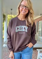 Cozy Season Camo Applique' Sweatshirt - Casual Sweatshirt - Jimberly's Boutique - Olive Branch - Mississippi