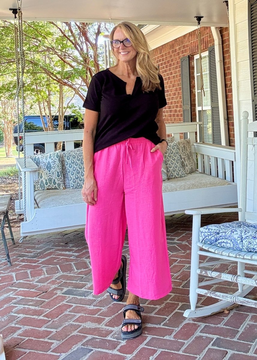 Crepe Cropped Pants - Fuchsia - Jimberly's Boutique - Olive Branch - Mississippi