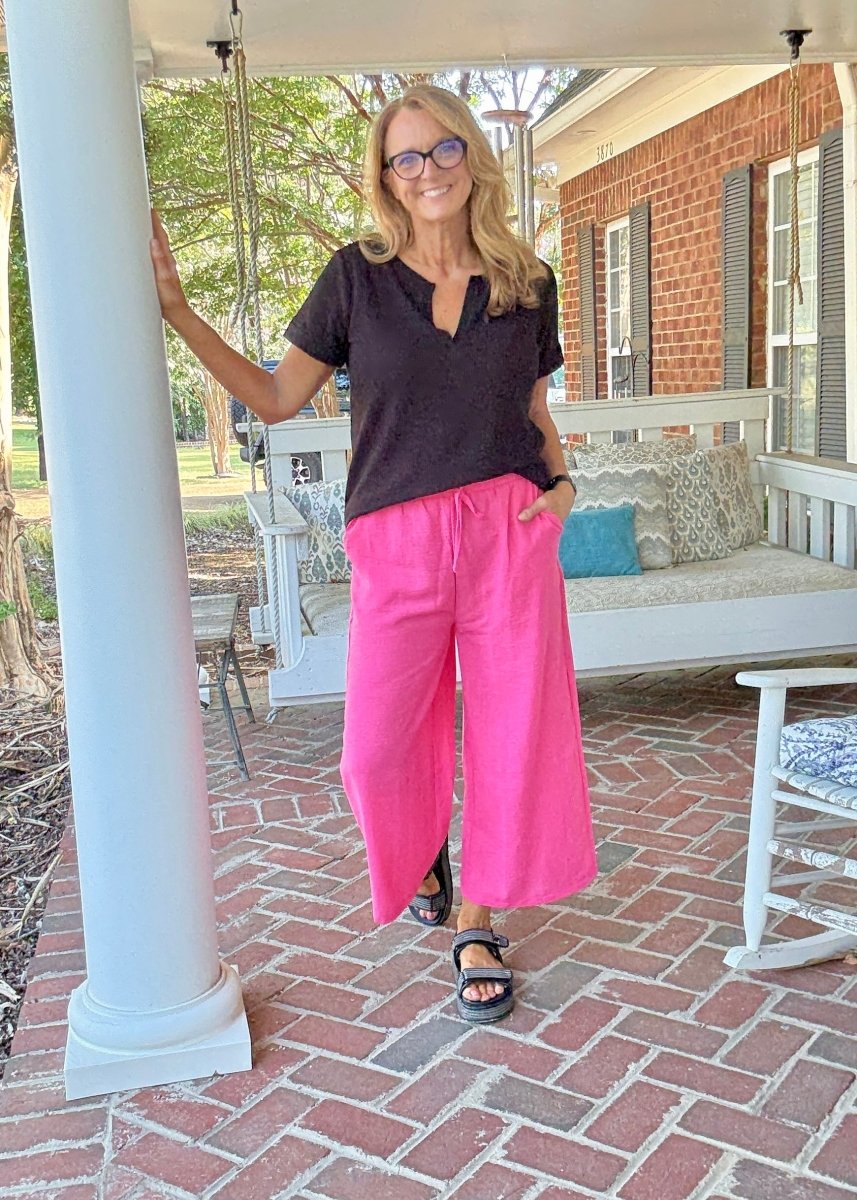 Crepe Cropped Pants - Fuchsia - Jimberly's Boutique - Olive Branch - Mississippi