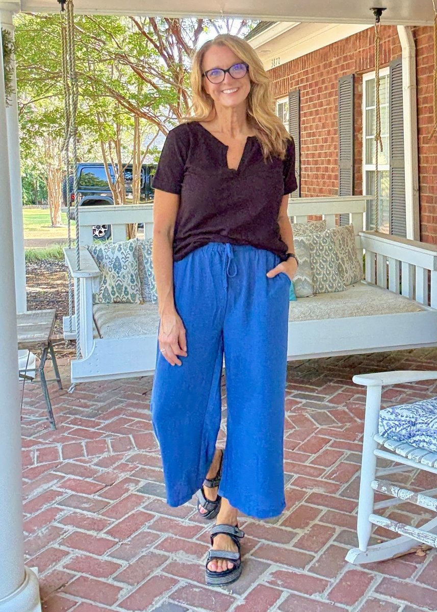 Crepe Cropped Pants - Lt Navy - Jimberly's Boutique - Olive Branch - Mississippi