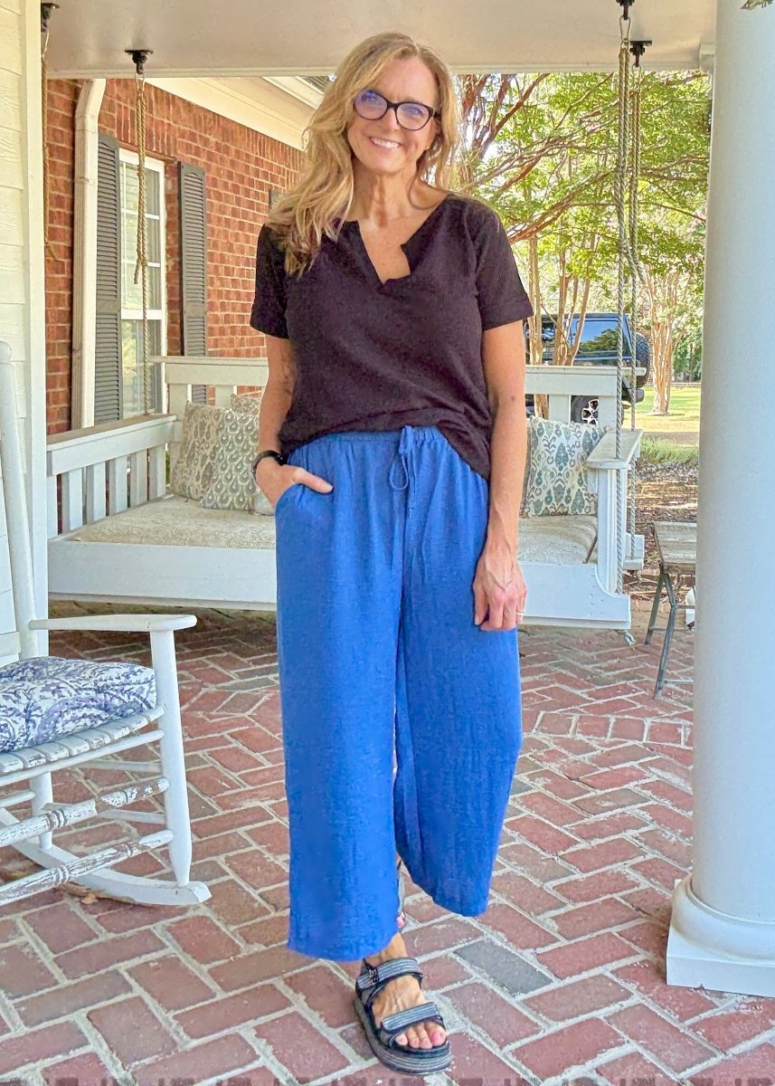 Crepe Cropped Pants - Lt Navy - Jimberly's Boutique - Olive Branch - Mississippi