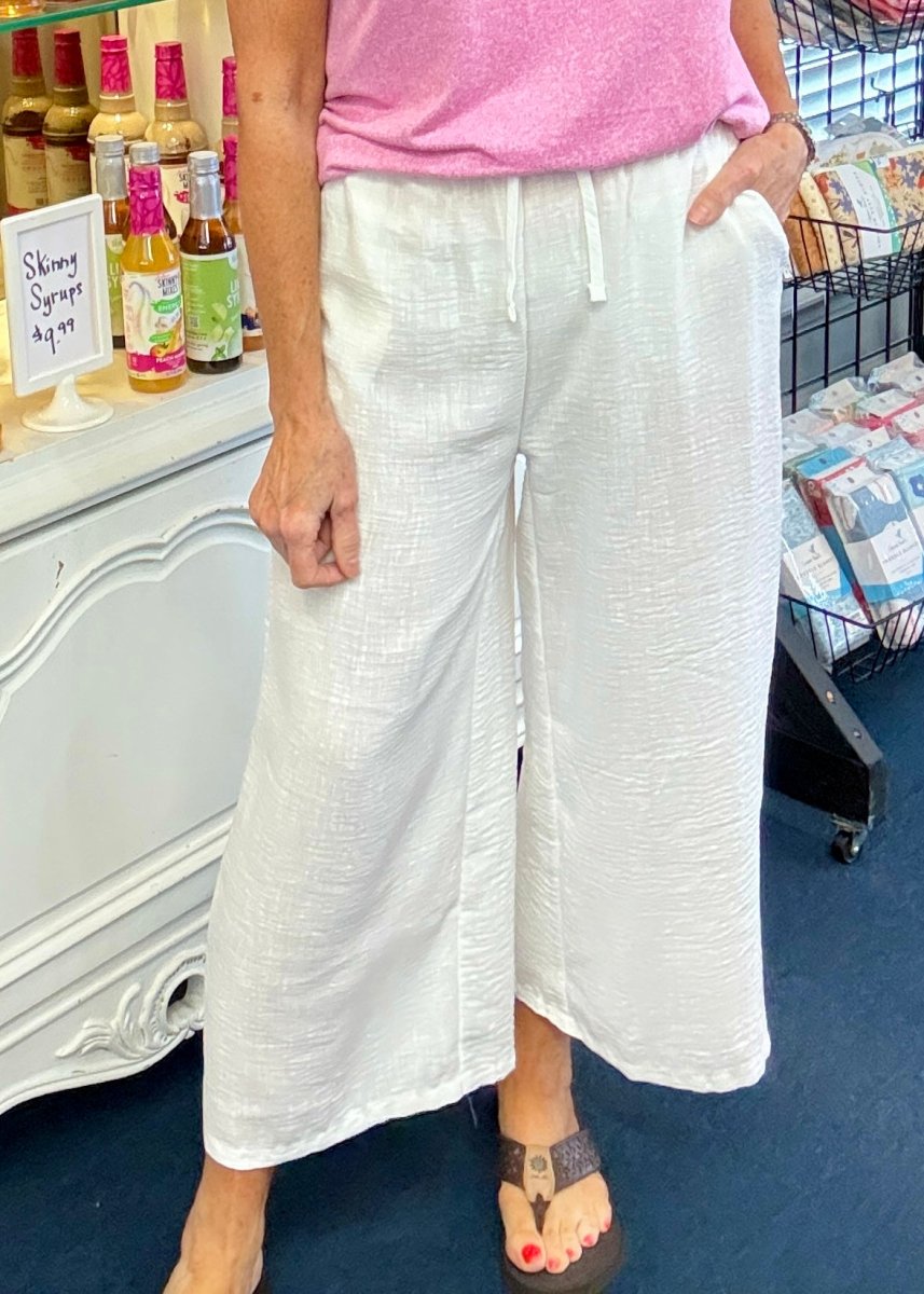 Crepe Cropped Pants - Off White - Jimberly's Boutique-Olive Branch-Mississippi