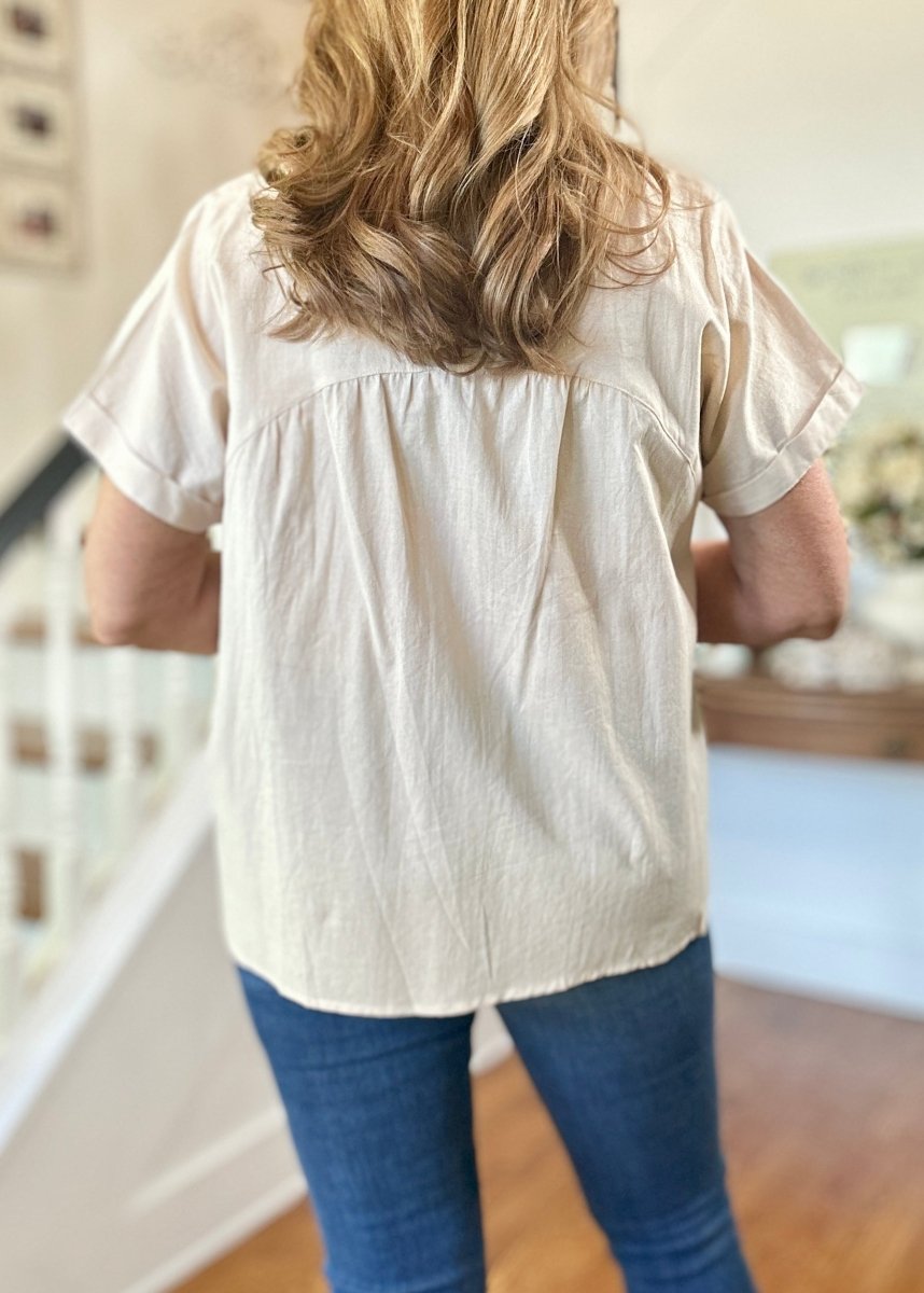 Crew Neck Babydoll Top - Taupe - Casual Top - Jimberly's Boutique - Olive Branch - Mississippi