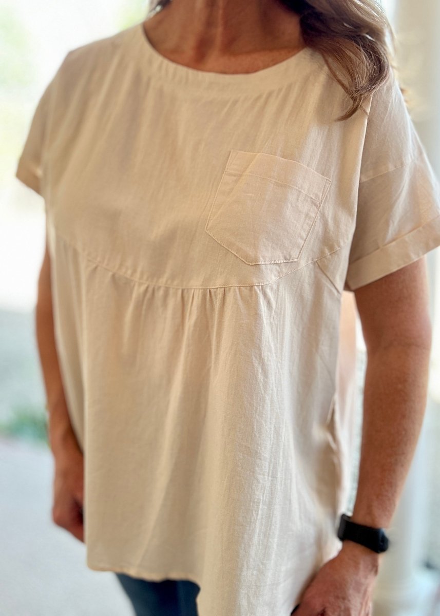 Crew Neck Babydoll Top - Taupe - Casual Top - Jimberly's Boutique - Olive Branch - Mississippi