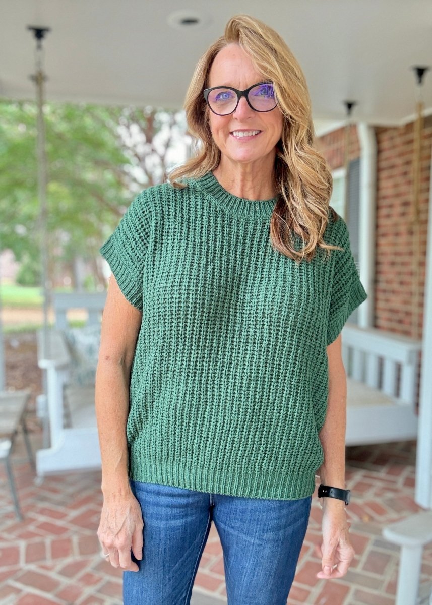 Crissy Short Sleeve Sweater - Dark Green - Casual Sweater - Jimberly's Boutique - Olive Branch - Mississippi