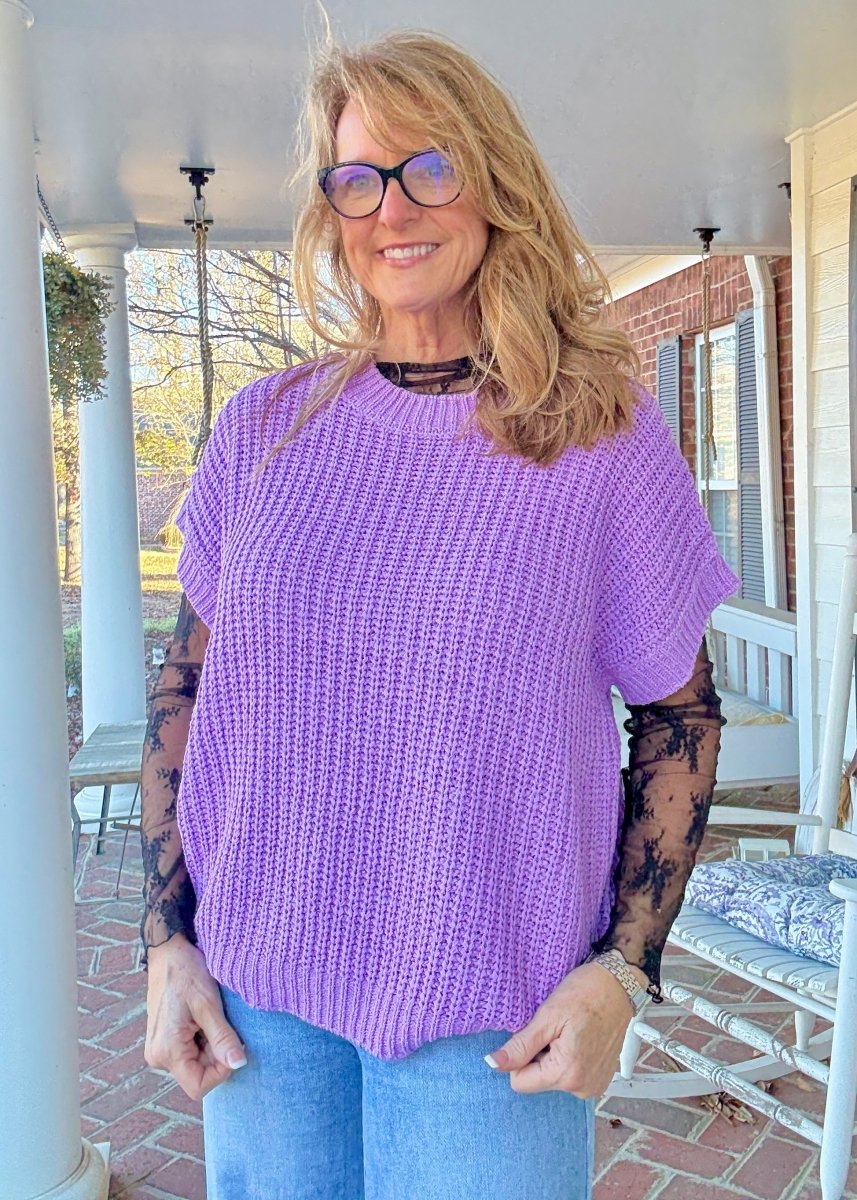 Crissy Short Sleeve Sweater - Lavender - Casual Sweater - Jimberly's Boutique - Olive Branch - Mississippi