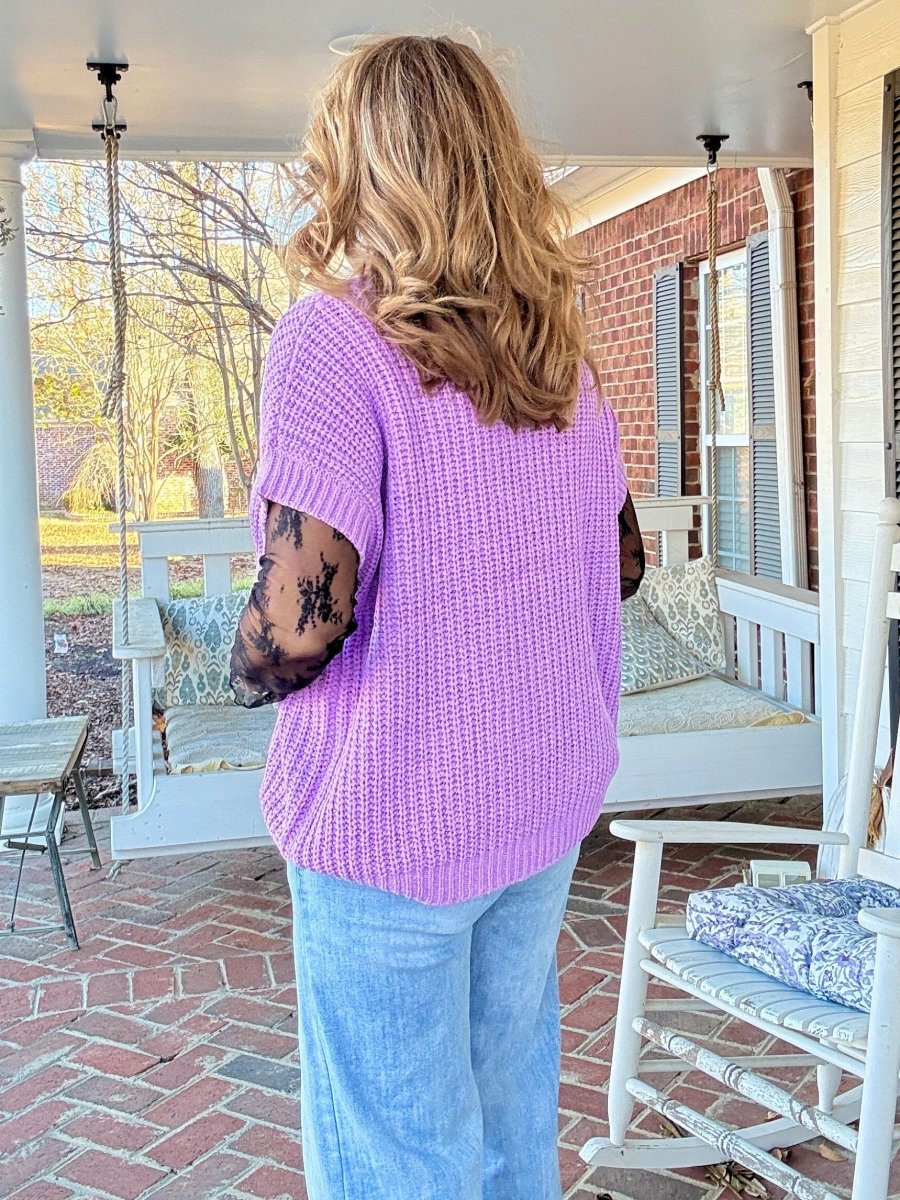 Crissy Short Sleeve Sweater - Lavender - Casual Sweater - Jimberly's Boutique - Olive Branch - Mississippi