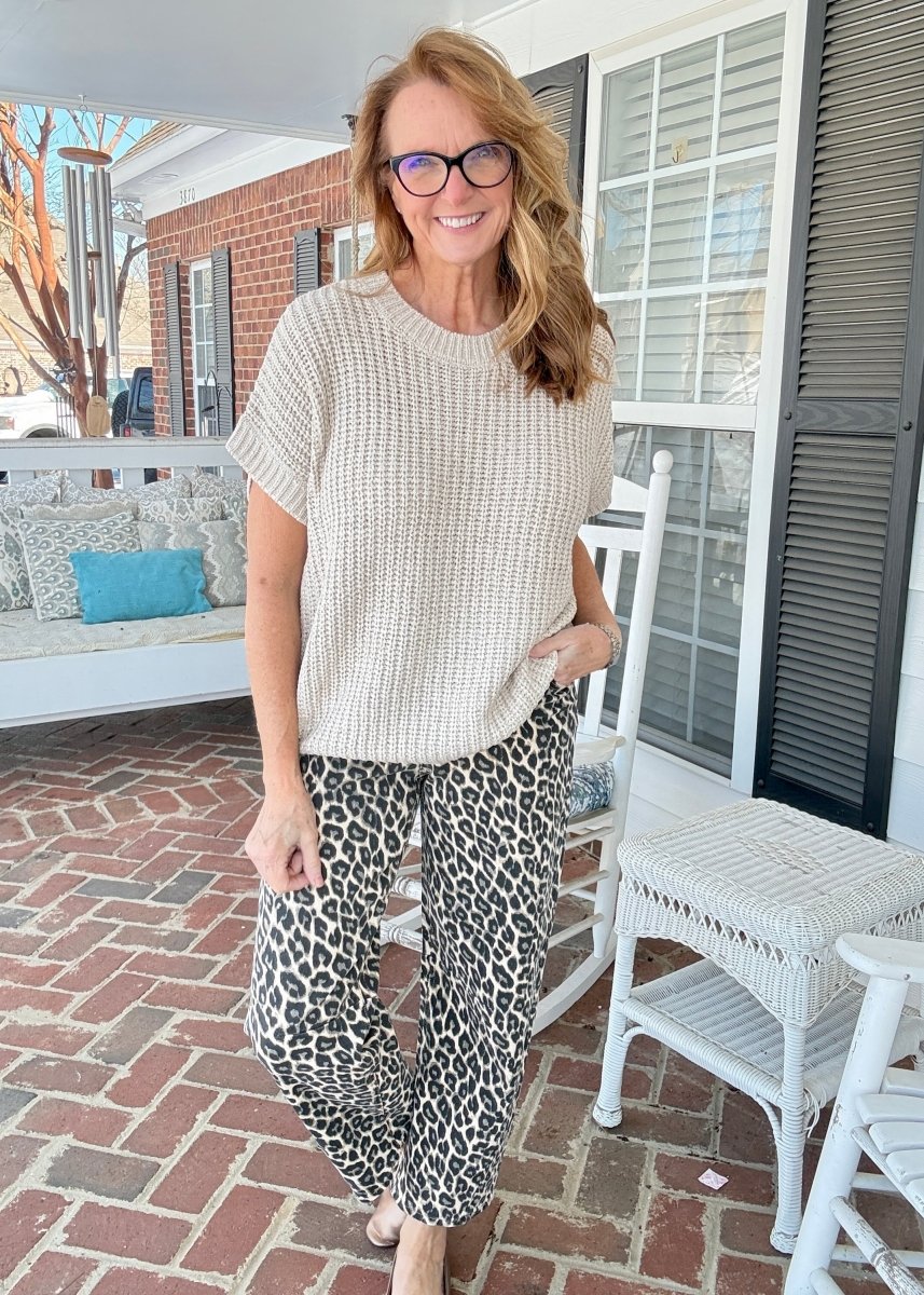 Crissy Short Sleeve Sweater - Sand Beige - Casual Sweater - Jimberly's Boutique - Olive Branch - Mississippi