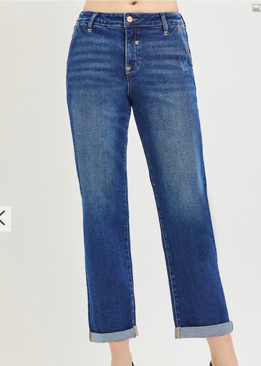 Cropped Boyfriend Jeans w Cuffed Hem | Risen - jeans -Jimberly's Boutique-Olive Branch-Mississippi