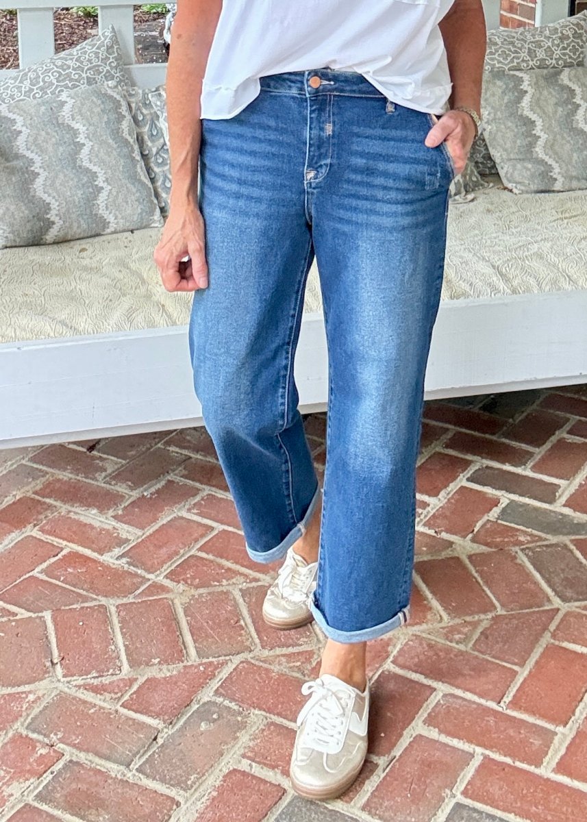 Cropped Boyfriend Jeans w Cuffed Hem | Risen - jeans -Jimberly's Boutique-Olive Branch-Mississippi
