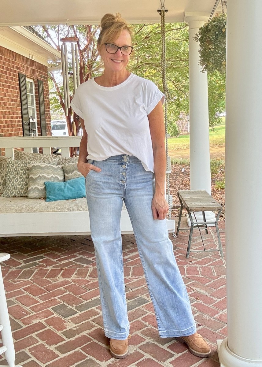 Custer Button Up Wide Leg Jeans| Risen - risen jeans - Jimberly's Boutique - Olive Branch - Mississippi