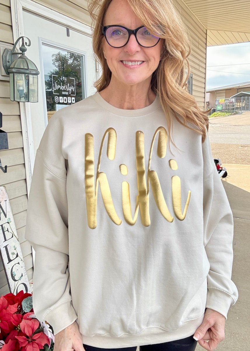 Custom Gold Puff Sweatshirt - Casual Sweatshirt - Jimberly's Boutique - Olive Branch - Mississippi