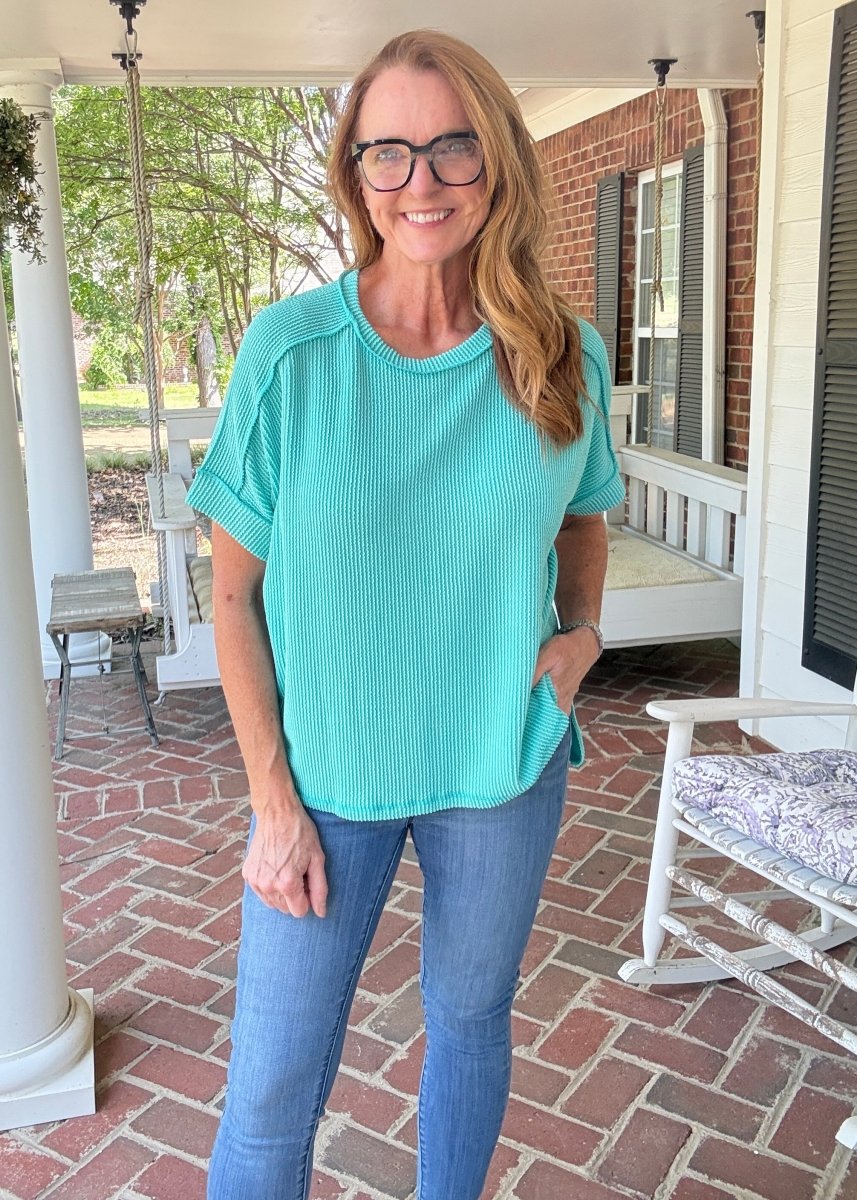 Day In The Life Top - Turquoise - Zenana Casual Top -Jimberly's Boutique-Olive Branch-Mississippi